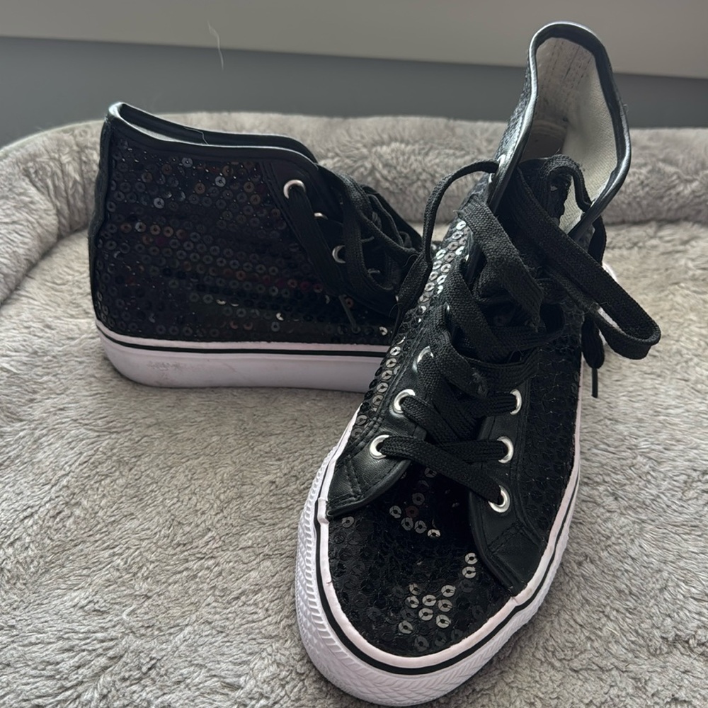 Balera black sequined high-tops, worn once.
